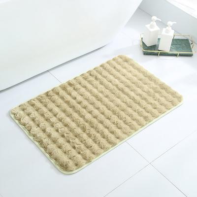 China Hot Sale Solid Color Bathroom Floor Mat Absorbent Non Slip Bedroom Washable Hot Single Square Area Rug for sale