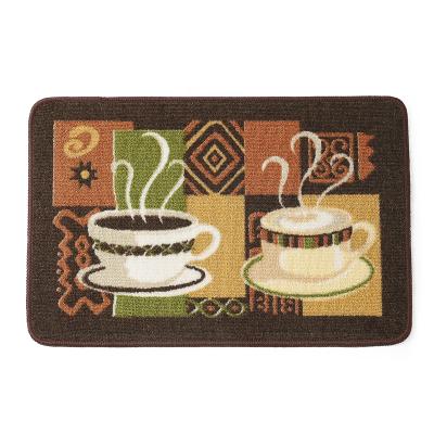 China Best Selling Creative Retro Kitchen Mat Washable Printed Cartoon Coffee Cup Pattern Kitchen Mat for sale