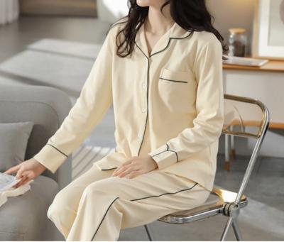 China QUICK DRY Women Spring Autumn Cotton Long Sleeve Cardigan Sleep Home Pajamas Set for sale