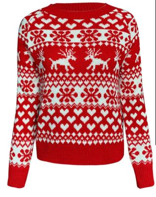 China Wholesale Anti-Wrinkle Women's Snowflake Long Sleeve Sweater Christmas Sweaters Ugly Snow Style Casual Acrylic Clothing Length for sale