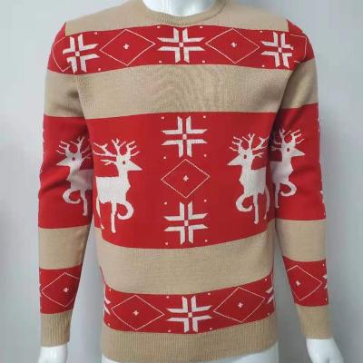 China Anti-Wrinkle Mens Knitted Sweater Christmas Jacquard Long Sleeve Style for sale