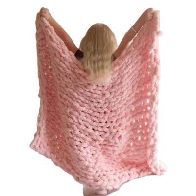 China High Quality Pure Soft And Anti Dust Mite Warm Chunky Knit Color Throw Blanket for sale