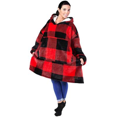 China Sherpa Grid Hoodie Sweatshirt Anti-Shrink Oversized Blanket For Women for sale