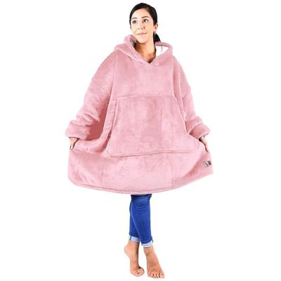 China Wearable OEM ODM Wholesale Multiple Colors Large Warm Soft Sherpa Pocket Sweatshirt Blanket for sale