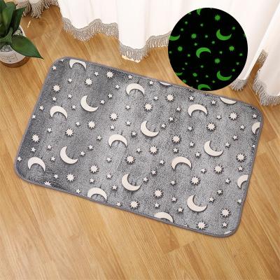 China Washable High Quality Popular Stars Moon Clouds Unicorns 40*60cm Carpet Luminous Glow In The Dark Area Rug Floor Mat Carpets for sale