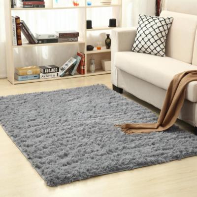 China Wholesale High Quality Cheap Modern Gray Fluffy Living Room Carpet Solid Dyed Tied Blanket Low Moq Color Plush Polyester for sale