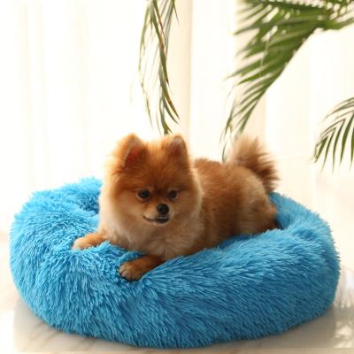 China Hot Sale Different Color Blue Winter Travel Hot Round Shape Diameter 40-120cm Dog Plush Toy Pet Mat Bed Cat for sale