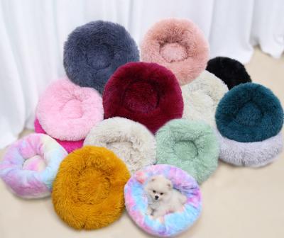 China High Quality Wholesale Diameter 40cm-120cm Different Color Winter Travel Moq Stocking Cat Bed Pet Plush Dog Round Pet Bed Round for sale