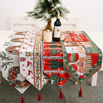 China Hot Selling Jacquard Decoration Four Styles Multiple Colors Macrame Christmas Table Runner for sale