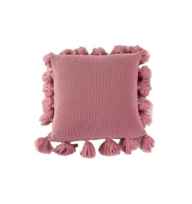 China Hot Sale Nordic Pure Color Anti Dust Mites Jersey Fringe Single Soft Plaid Cushion for sale