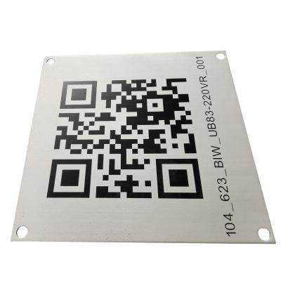 China High& Custom Asset Low Temperature Resistance Aluminum Qr Barcode Code Marks Laser Engraving Serial Number Metal Plates for sale