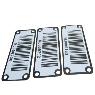 China High& Custom Low Temperature Resistance High Temperature Laser Engraved Barcode Hang Tags Labels Logo Metal Qr Code Asset for sale