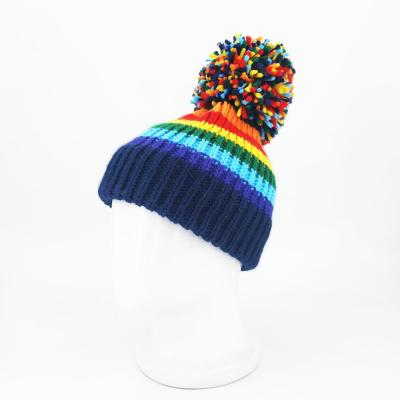 China Iceland COMMON COMMON Yarn Mix-Color Custom Winter Knitted Large Acrylic Flip Hat for sale