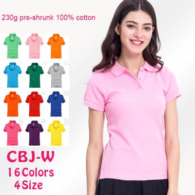 China Custom made 100% embroidery/cotton women's short sleeve polo shirts print logo/classic polo t-shirt for sale