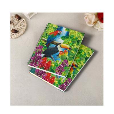 China Cover: 3D 76Lpi/0.5mm Insert: hot sale woodfree 90g custom cute tropical bird A5 paper notebook exquisite printing notebook for sale