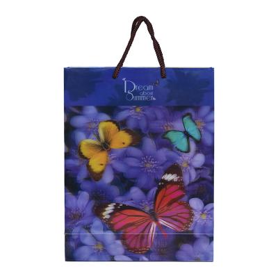 China Recycled Materials New Product Designer Blue Butterfly Tote Bag Beautiful Shopping Gift Tote Bag for sale