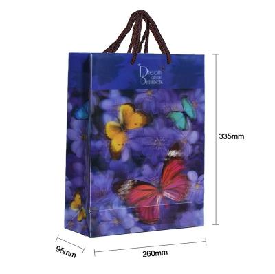 China Recycled Blue Butterfly Tote Shopping Bag For Gift Exquisite Bag Materials Supplier Birthday Gift for sale