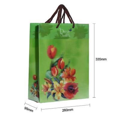 China / Perfect Quality Customized Eco-Friendly Green Flower Tote Bags With Handles Lenticular Luxury Gift Bag for sale