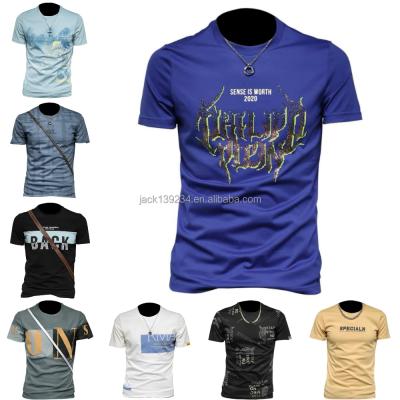 China 0.99USD China Supplier Men's Round Neck Fashion Shirt Wholesale Anti-Shrink Graphic Short Sleeve T-shirt Cotton For Men for sale