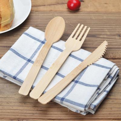 China Outdoor Natural Bamboo Spoon Cutlery Tableware Restaurant Tableware 3pcs/set Sustainable Set Japanese Style Camping Western Tableware for sale