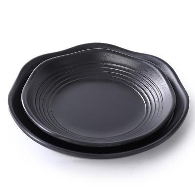 China Sustainable Advanced Safety and Health Wholesale Black Melamine Dinnerware Appetizer Plates Dry Fruit Plate for sale