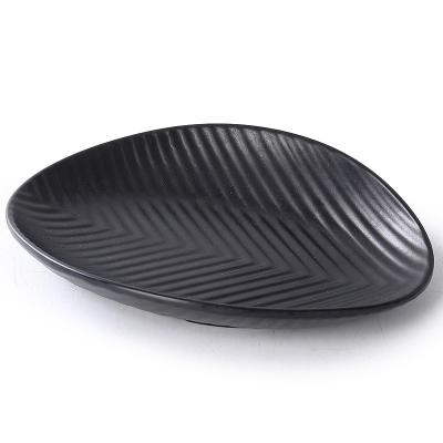 China Sustainable China factory supplies 100% black melamine tableware drop resistant durable hotel side dish shaped plate for sale