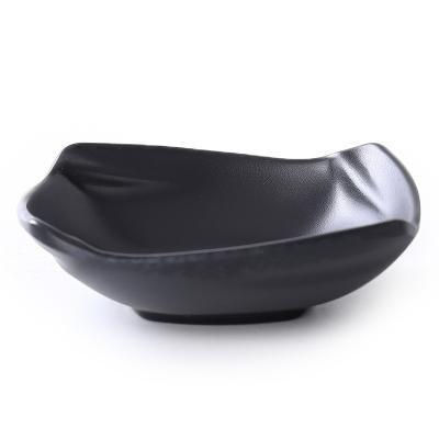 China Sustainable Unbreakable reusable black melamine tableware Korean style barbecue hot pot seasoning dipping saucer for sale