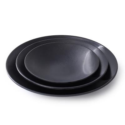 China Sustainable Customizable size, logo creative, black melamine tableware, personalized restaurant plate, safe and environmentally friendly for sale