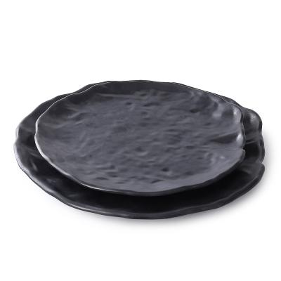 China Sustainable Made in China kitchen utensils black Japanese melamine tableware personality creative restaurant sushi pizza platter for sale