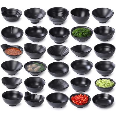 China Sustainable Manufacturer Direct Sales 100% Food Safety Black Creative Melamine Dinnerware Japanese Bowlrice Bowlmini Bowl for sale