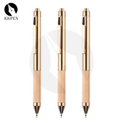 China Promotional Pen Rose Gold Color 4 in1 Multifunctional Ballpoint Pen and Pencil for sale