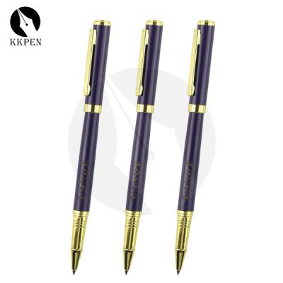 China Gift Pen OEM Design Gold Plated With Blue Color Roller Pen for sale