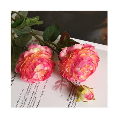 China 2022 Touch Natural High Quality Single Stem Flower Silk Roses Backdrop Wedding Home Decor Centerpieces Flower Artificial Rose for sale