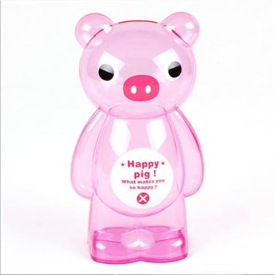 China Promotional Cartoon Plastic Transparent Bear Factory Price Gifts Piggy Bank For Kids Gift for sale