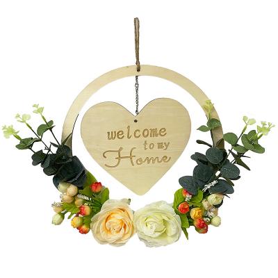 China Welcome Christmas Wood Products Panel Valentine's Day Decoration Supplies Love Garland Home Door Garland Hanging Decoration for sale