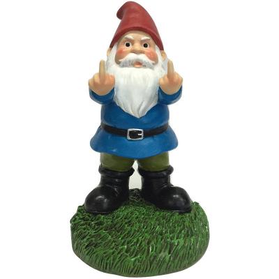 China Christmas American Dwarf Style Tiny Hanfurnisds Man Middle Finger Garden Elf Ornaments Resin Crafts for sale