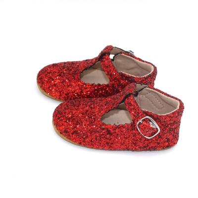 China 2020 Fashion Glitter PU Shoes Baby Mary Jane Flat Breathable Tbar Classic Shoes for sale