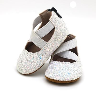 China 2020 Ballet Soft Sole White Baby First Walker Breathable Glitter Shoes for sale