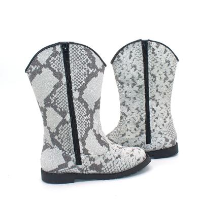 China 2021 Fashion Girls Autumn Winter Shoes Snake Print Kid Western Boots for sale