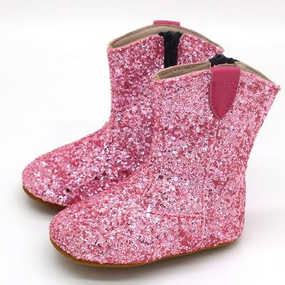 China 2020 New Customized Western Fashion Toddler Girls Glitter Baby Boots for sale