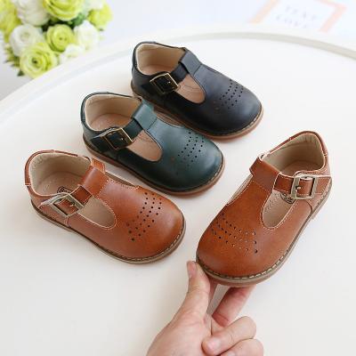 China 2020 wholesale fashion t-strap girls fancy shoes breathable leather children for sale