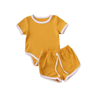 China 2 Piece Toddler Baby Clothes Spandex / Cotton Fashion Ribbed Wholesale for sale