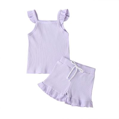 China Wholesale Vintage Fashion Summer Cotton Solid 2t Baby Girls Clothes for sale