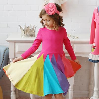 China 2021 Regular Autumn New Style Rainbow Kids Dresses For Girls for sale