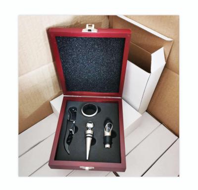 China Contemporary Makers Love Direct Wholesale Custom Bamboo 4 Piece Wine Stopper Red Wine Gift Box Set for sale