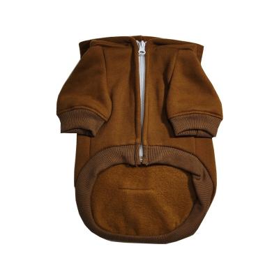 China Sustainable Simple Brown Zipper Dog Hoodies With Pocket for sale