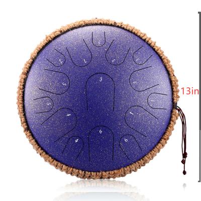 China Steel 13 Inch 15 Notes Percussion Drum, Mini Percussion Instrument Hand Pan Drum Alloy Steel Tongue Handpan Drum for sale