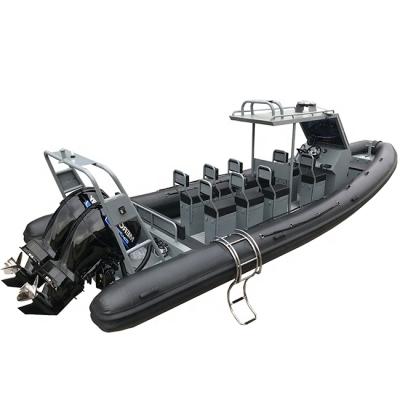 China Durable 28ft Aluminum Hull Inflatable Boat RHIB860 Luxury Patrol Hypalon / PVC Seat Black for sale