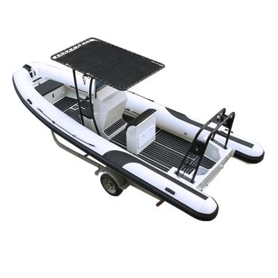 China Water Sports Heavy Duty Double RIB680 Aluminum Hull PVC/Hypalon 22.3ft Rigid Inflatable Boats With T Top for sale