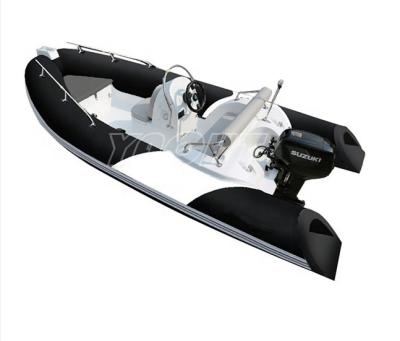 China Ultralight/Durable Fiberglass Fishing Boats With Inflatable Stand 14ft Orca Fishing Rib430 Hypalon/PVC Rib Boat for sale